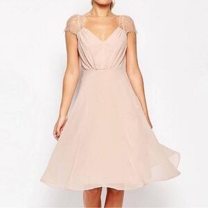 ASOS Blush Pink Lace Top Dress Sz 16